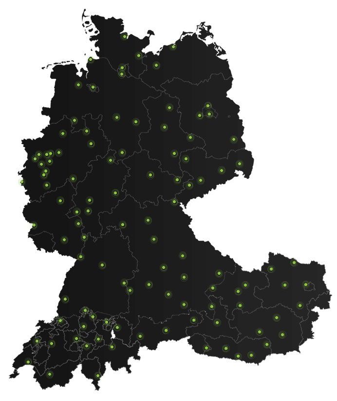 Karte der SteinXpert-Standorte in Deutschland